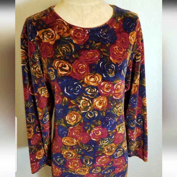 VINTAGE VELVET MINI DRESS FLORAL ROSE FALL AUTUMN WINTER PREPPY HIPSTER 90S LIZ - Picture 4 of 10